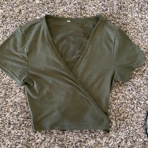 Green wrap top with ties